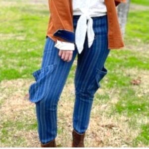 JADED GYPSY NWT spiral cluster denim pants -blue -Large/XL